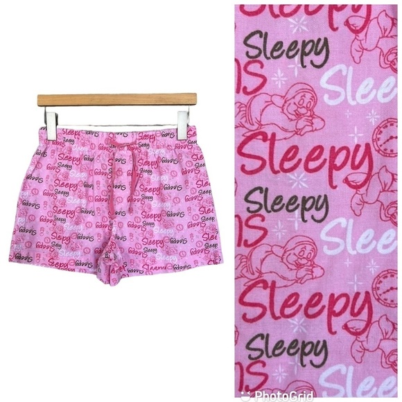 Disney Snow Whites Sleepy‎ Dwarf Print Cotton Pajama Bottom Sleep Shorts - Picture 1 of 10